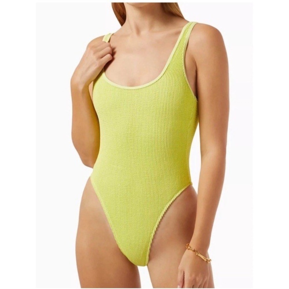 Good American‎ Women's Textured One Piece Swimsuit Bright Lime Green NWT $129